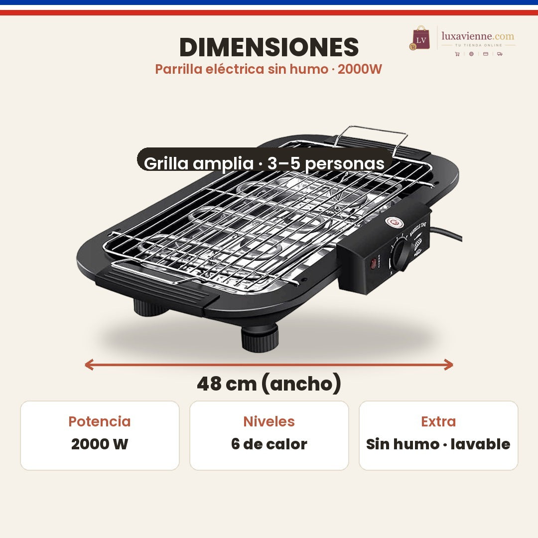Dimensiones parrilla eléctrica 2000W
